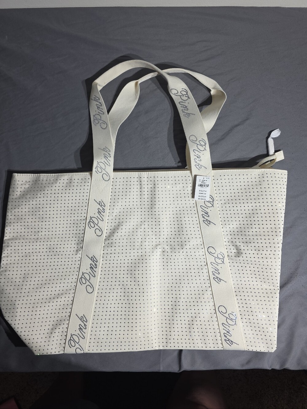 PINK Victoria's Secret Cream Bling Tote with Branded Strap